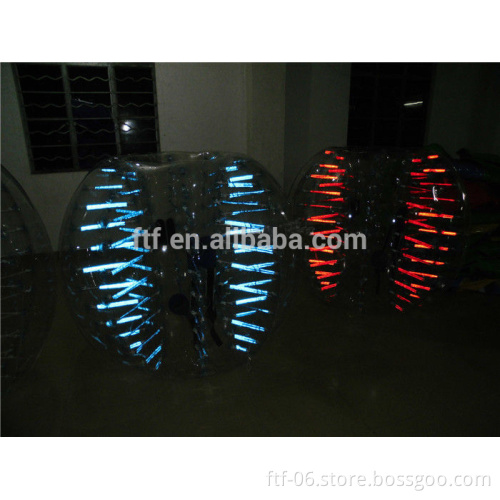 Led football inflatable body zorb ball, soccer zorb ball with light